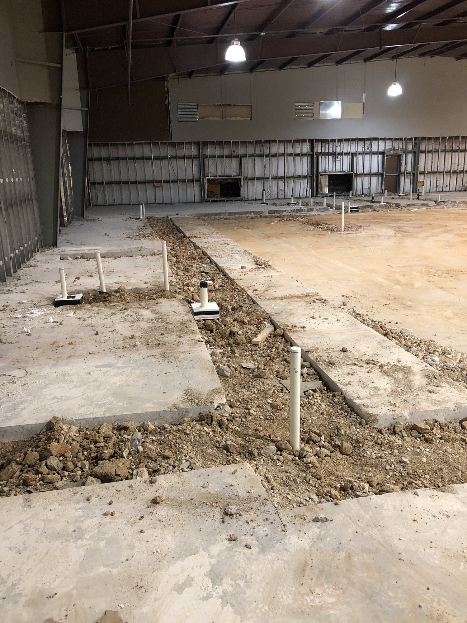 Interior and concrete demolition of the event center