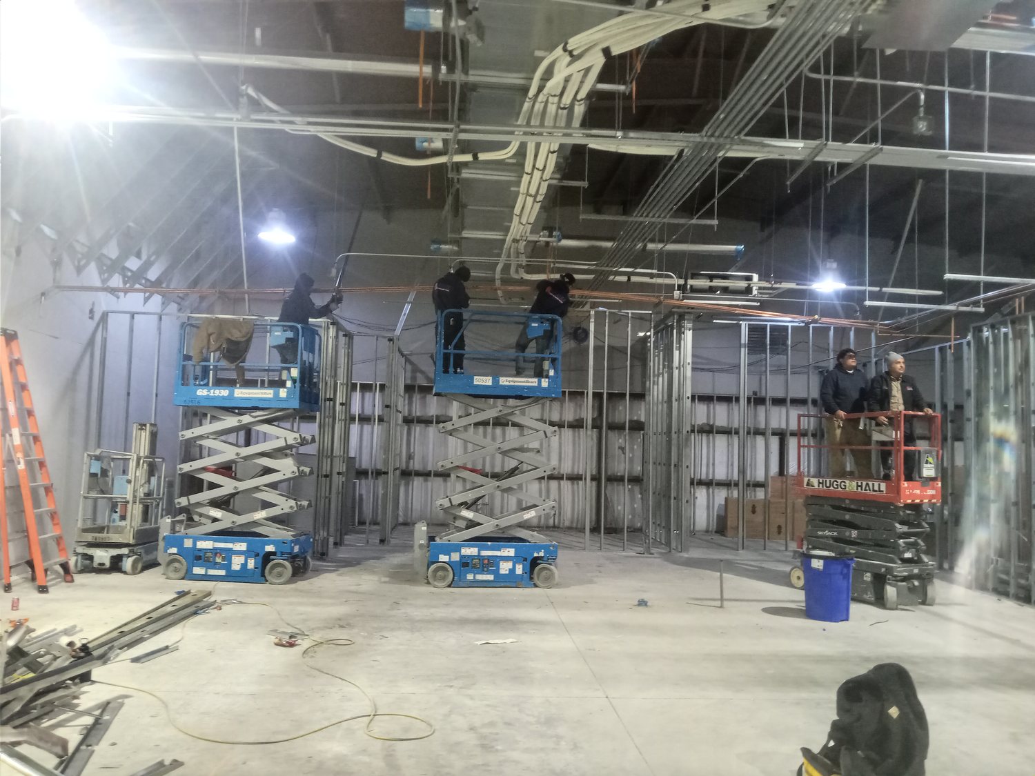 Dense overhead MEP rough-in