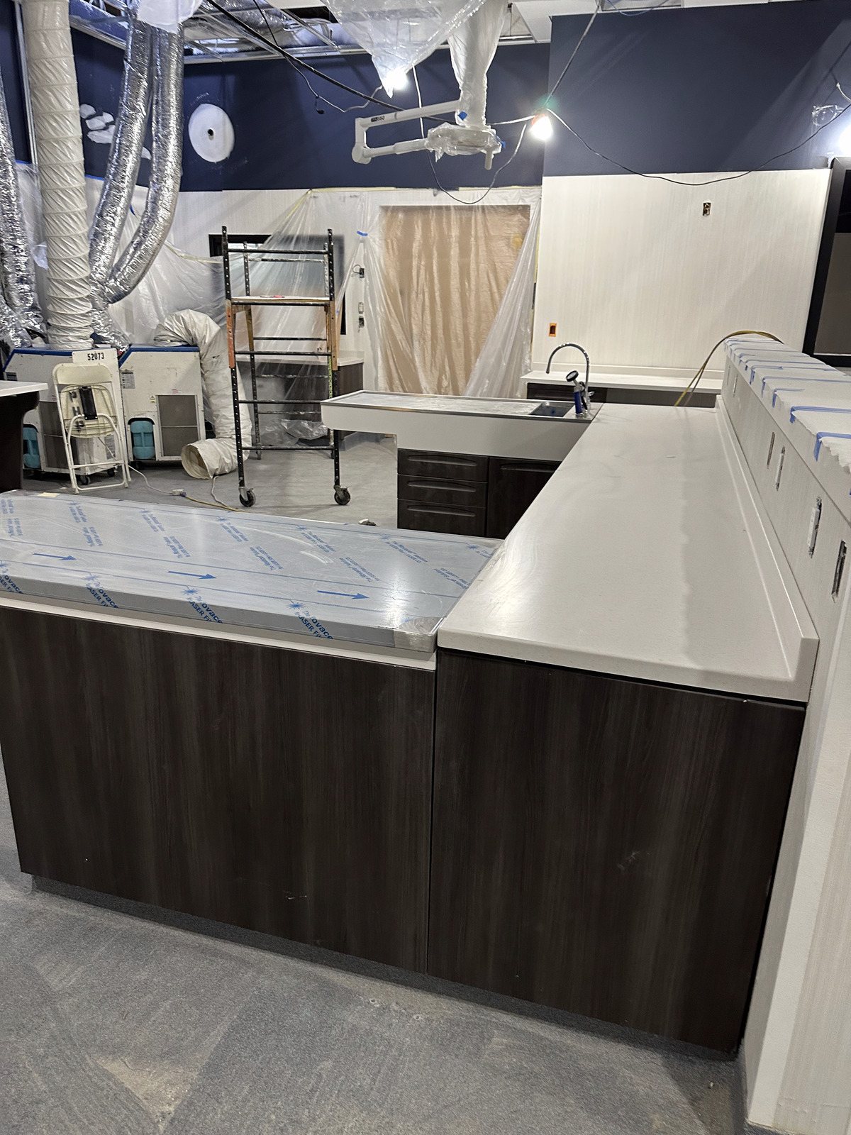Finished reception desk at the AESC animal hospital