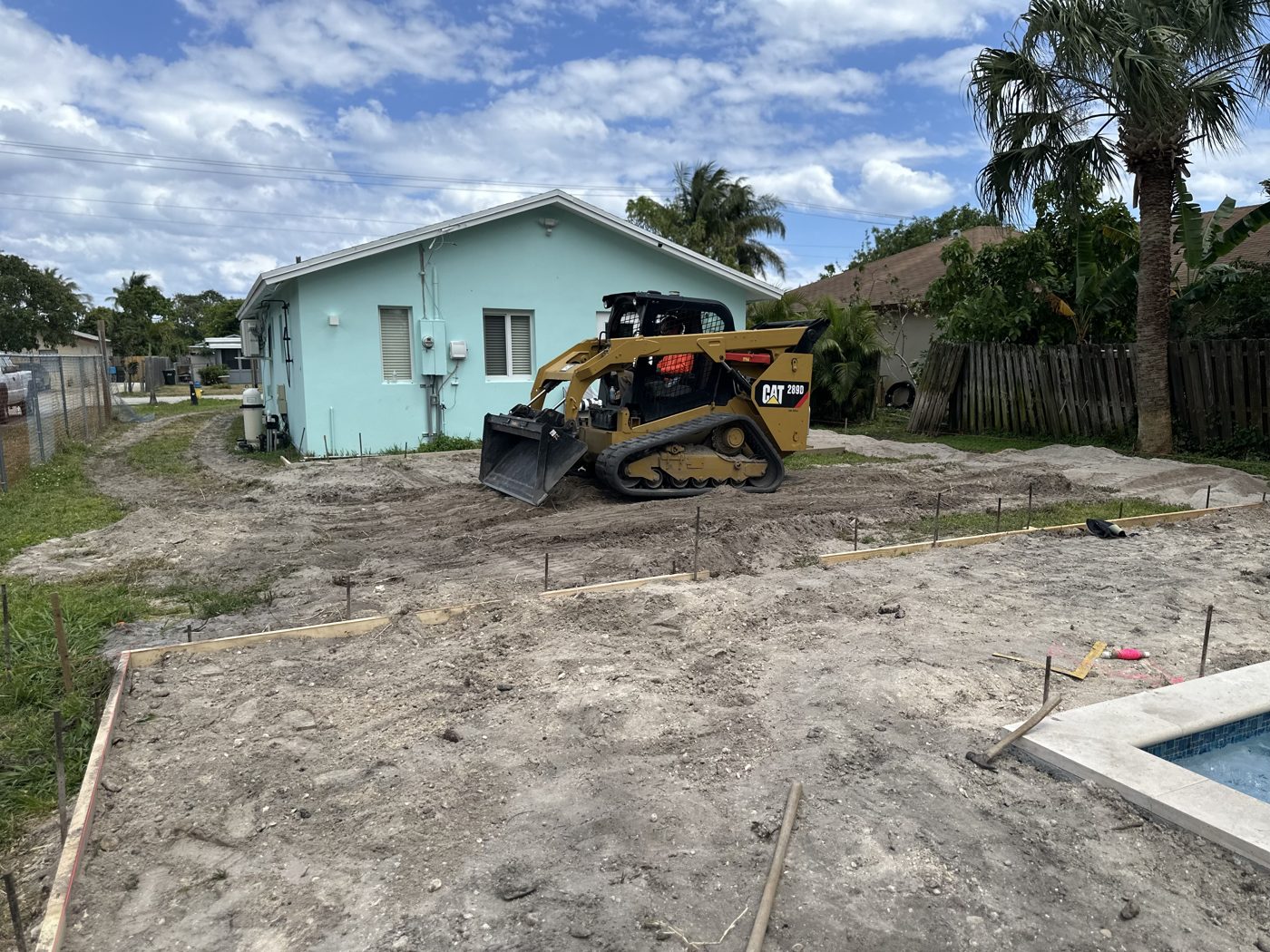The backyard before — bare lot during construction