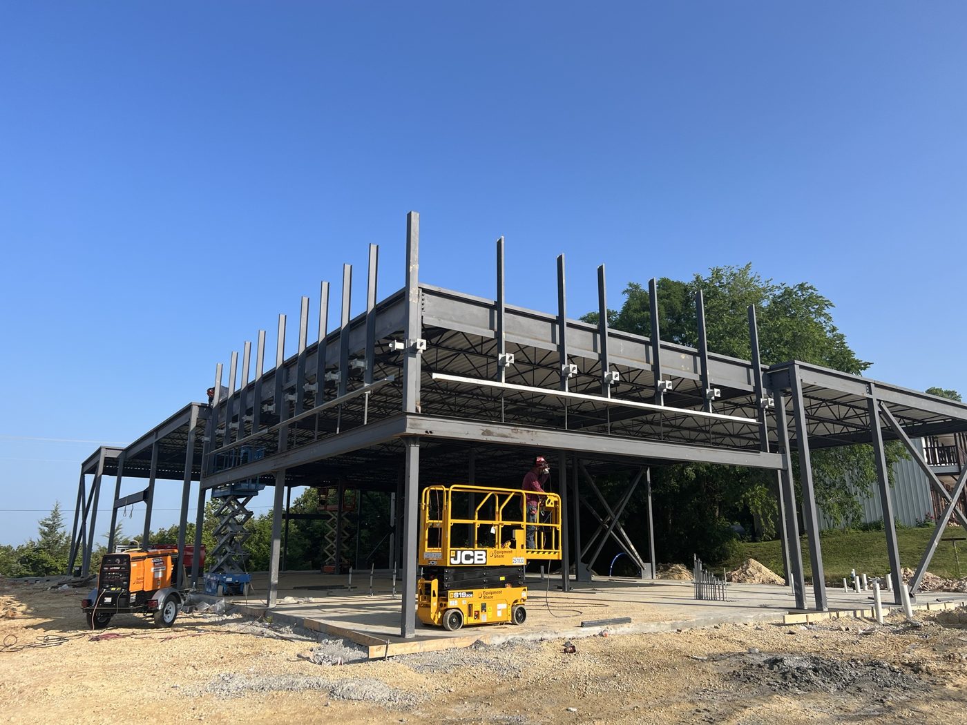 Steel frame erected